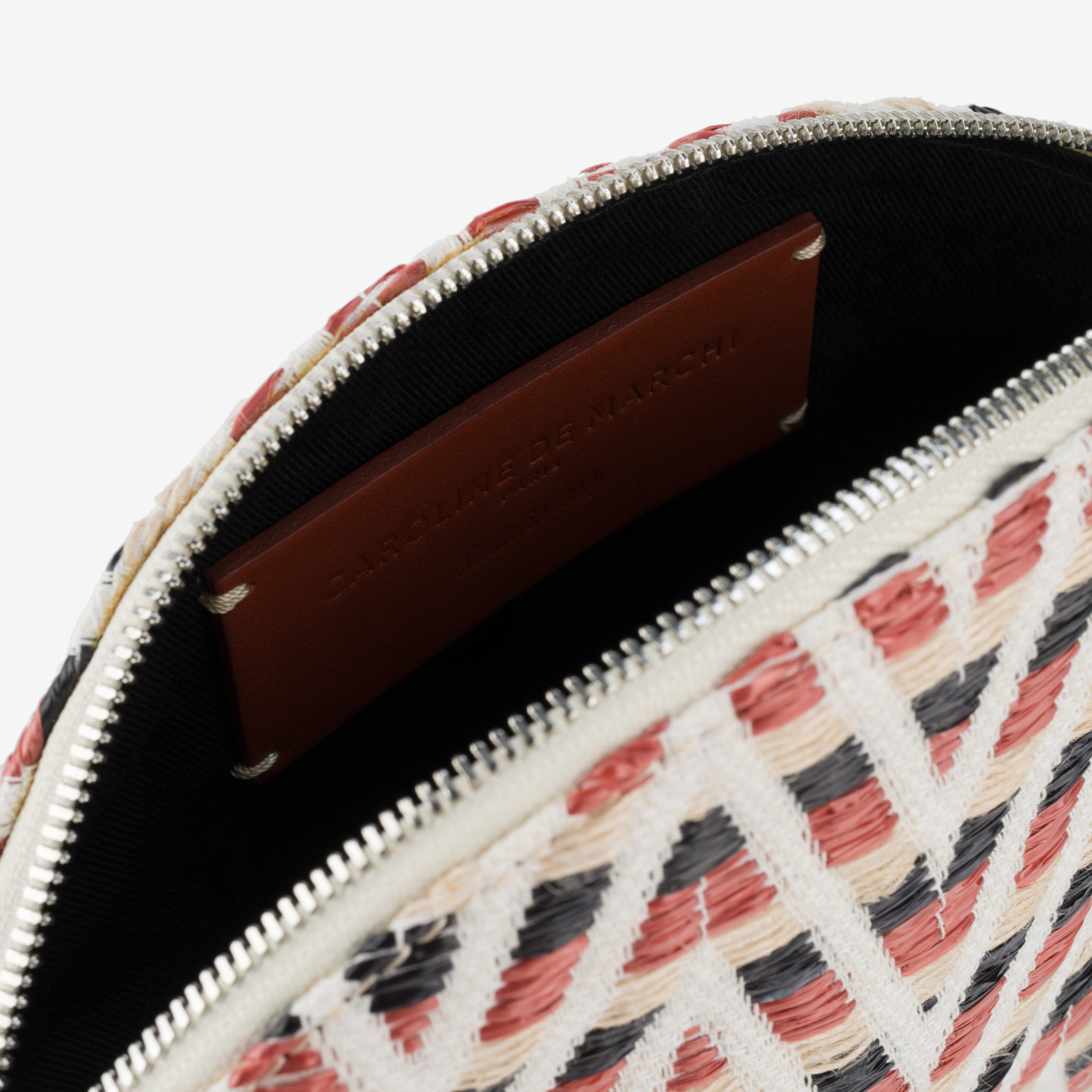 Vali Africa pouch raffia and leather Caroline De Marchi