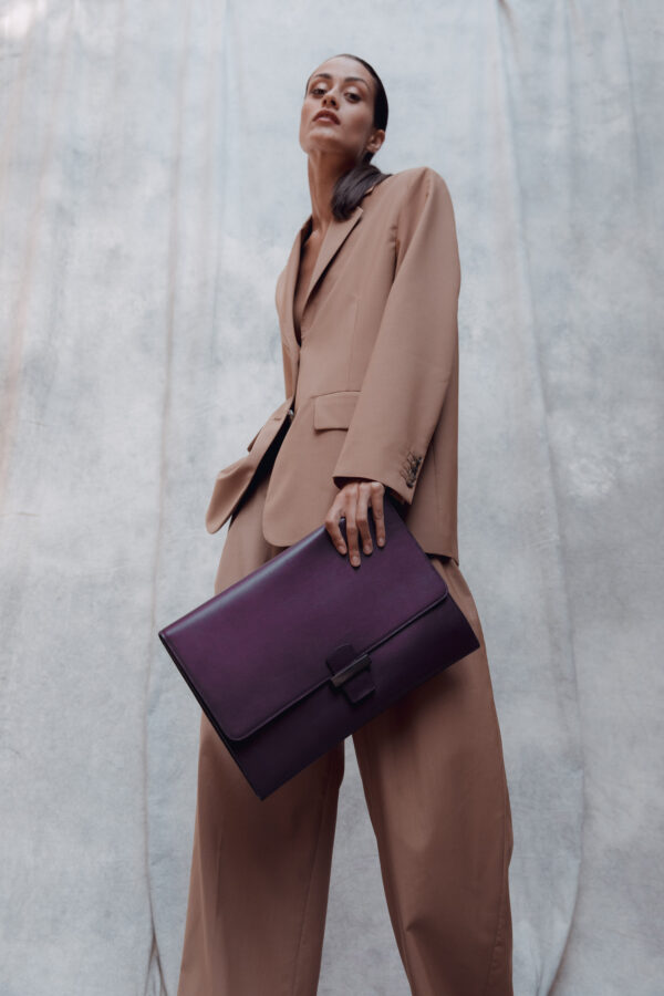 Karl purple briefcase Caroline De Marchi