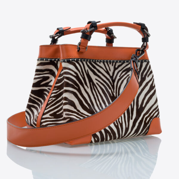 Cubo Marmara tawny bag with zebra print Caroline De Marchi
