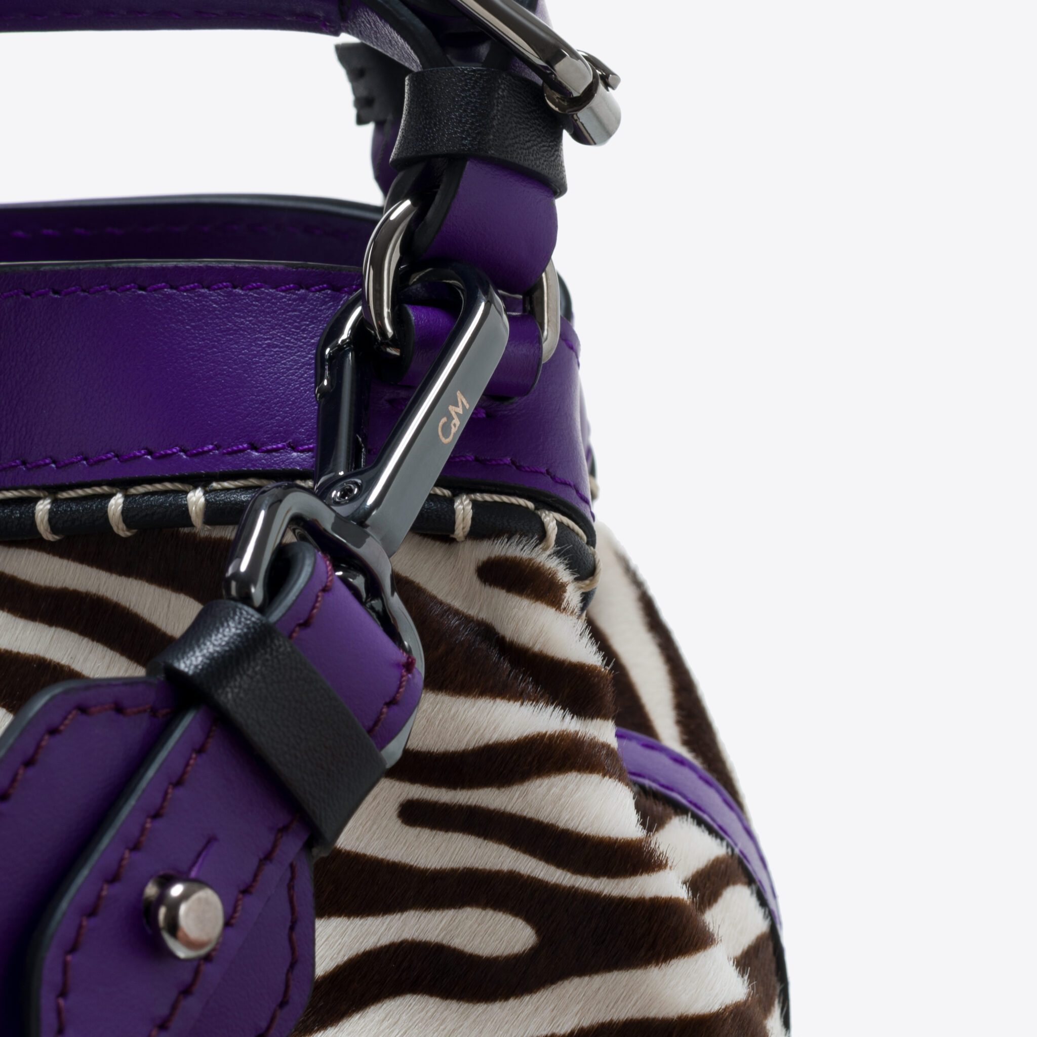Cubo Marmara violet zebra print bag Caroline De Marchi