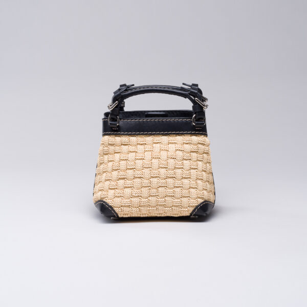 Mini Cubo Demeter bag in raffia and leather - Caroline De Marchi