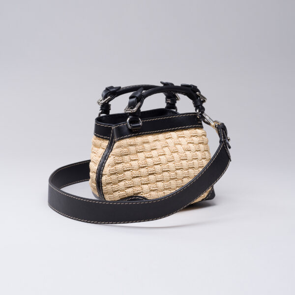 Mini Cubo Demeter bag in raffia and leather - Caroline De Marchi