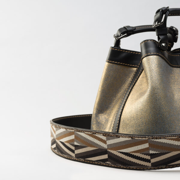 Cubo Amlach medium bag gold denim Caroline De Marchi