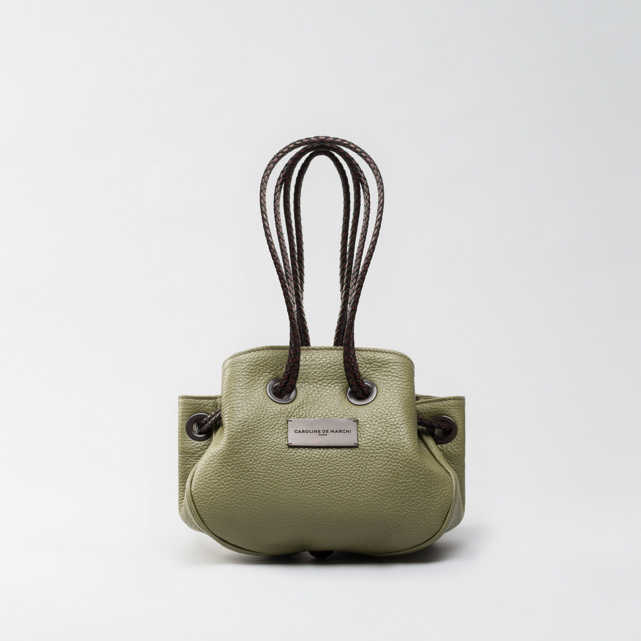 Lori Aldaron kaki leather bag Caroline De Marchi