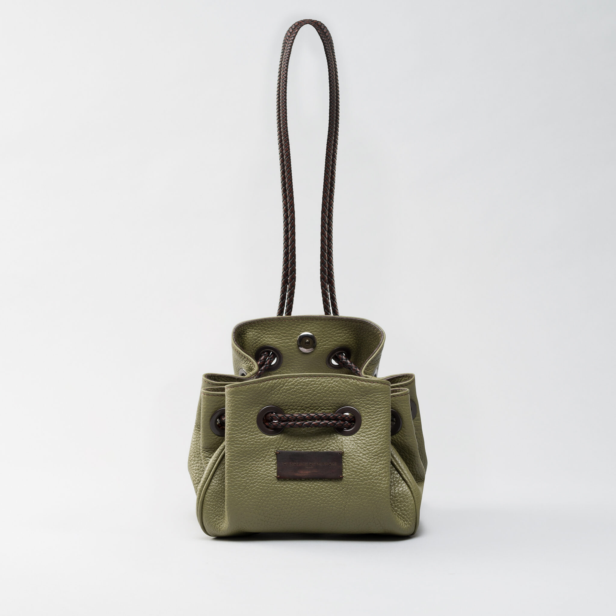 Lori Aldaron kaki leather bag Caroline De Marchi