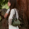 Lori Aldaron kaki leather bag Caroline De Marchi