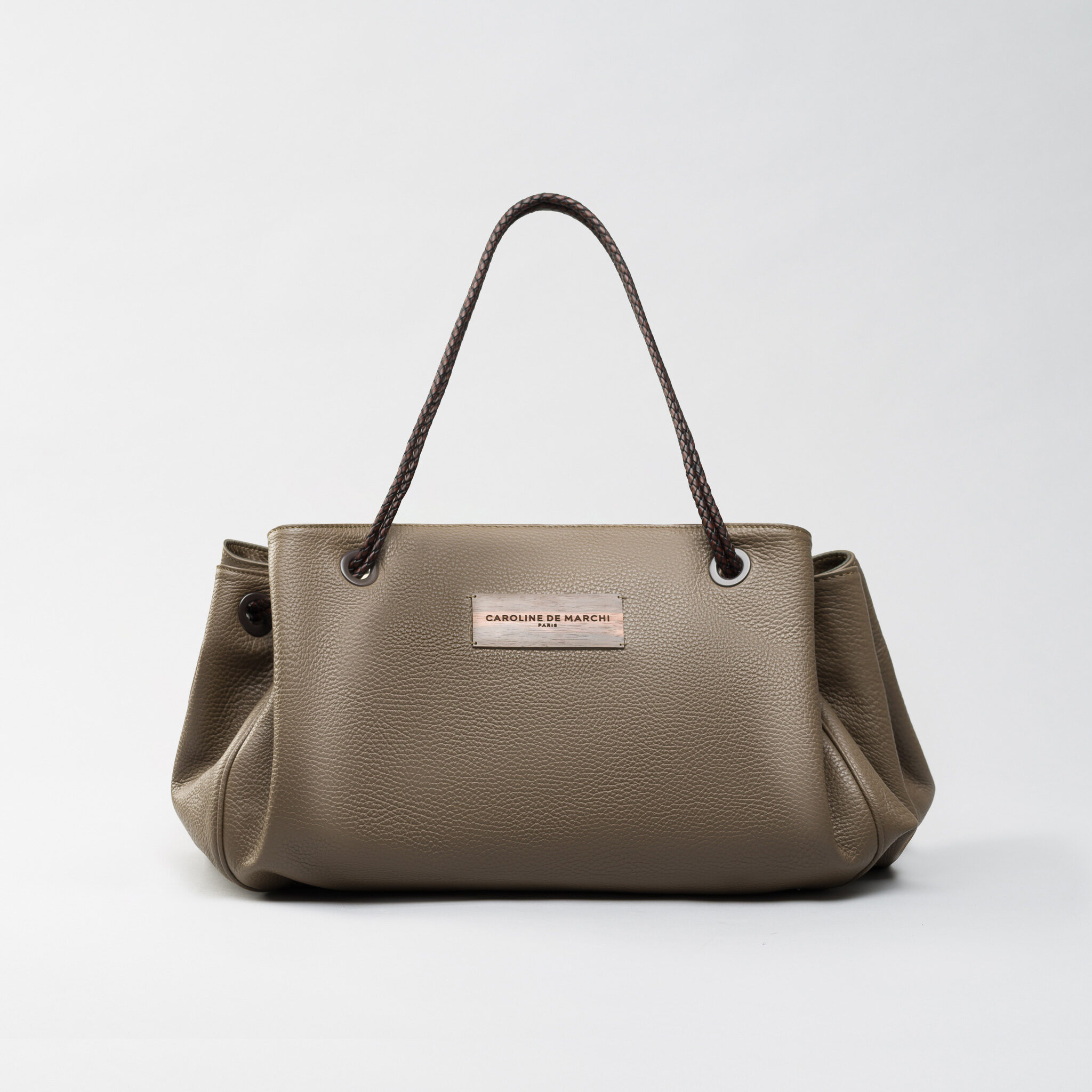 Lori Sindar grey beige leather bag Caroline De Marchi
