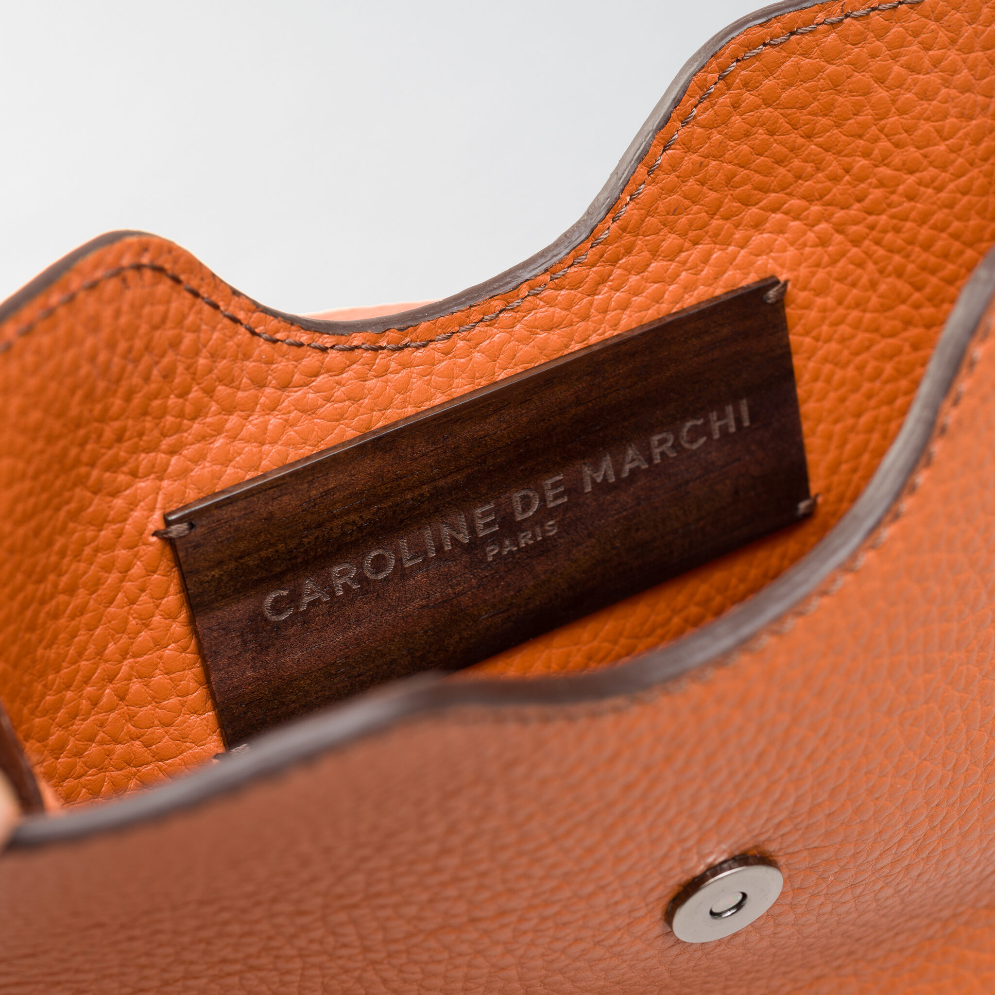 Raph Heol orange leather bag Caroline De Marchi