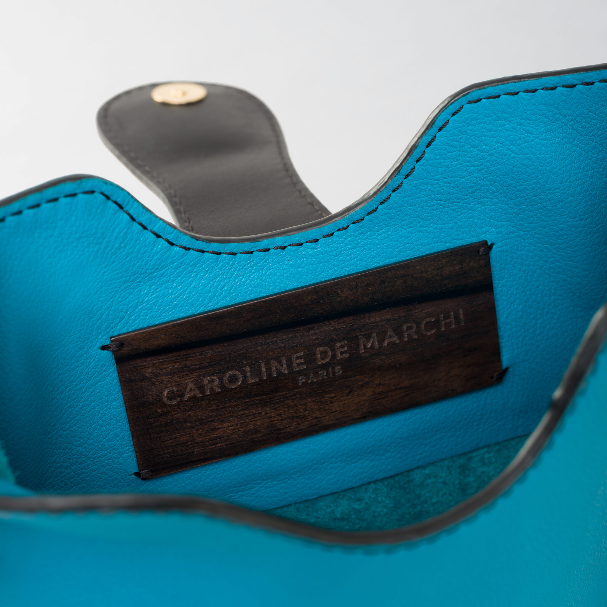 Raph Azibo turquoise leather bag Caroline De Marchi