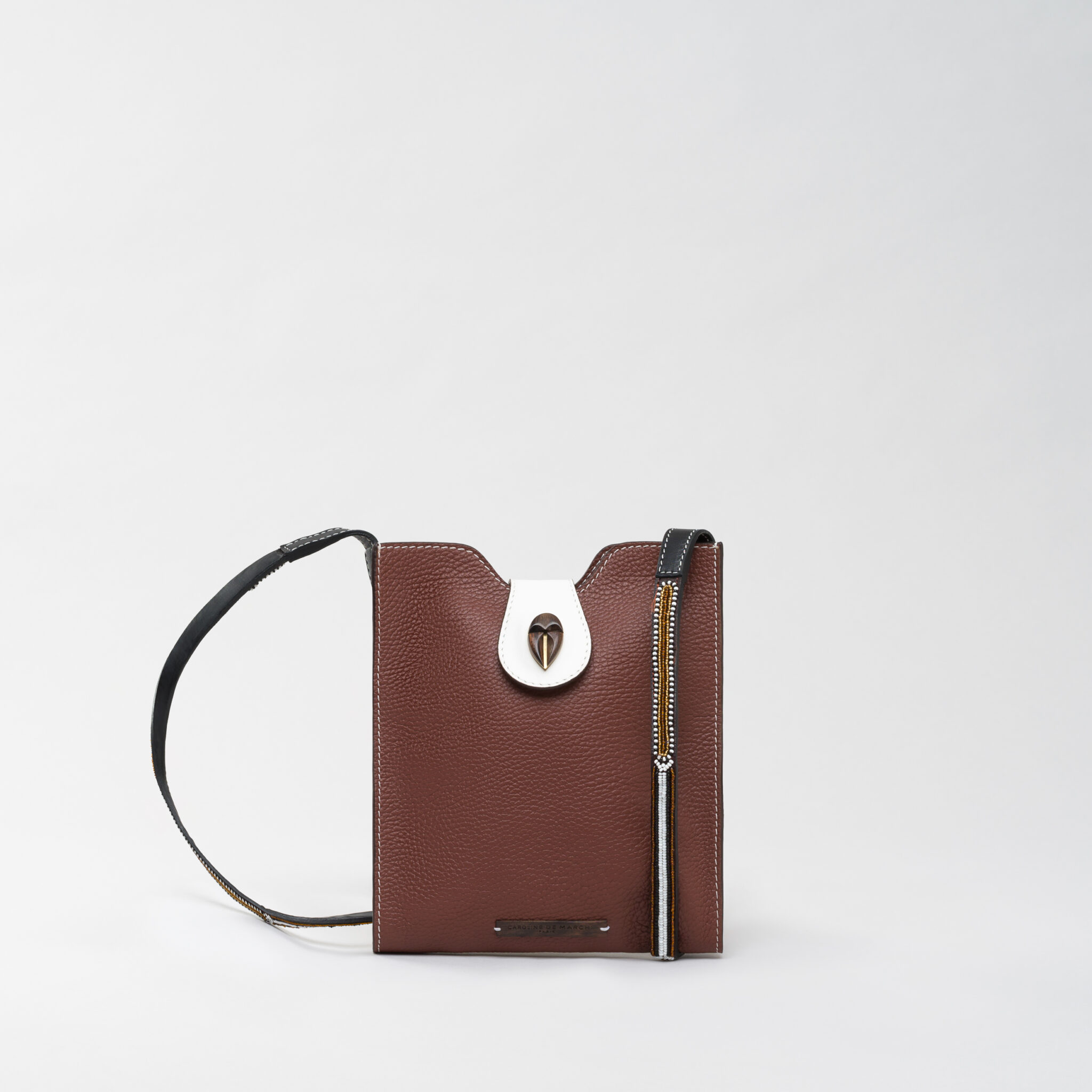 Raph Nala brown grained leather bag Caroline De Marchi