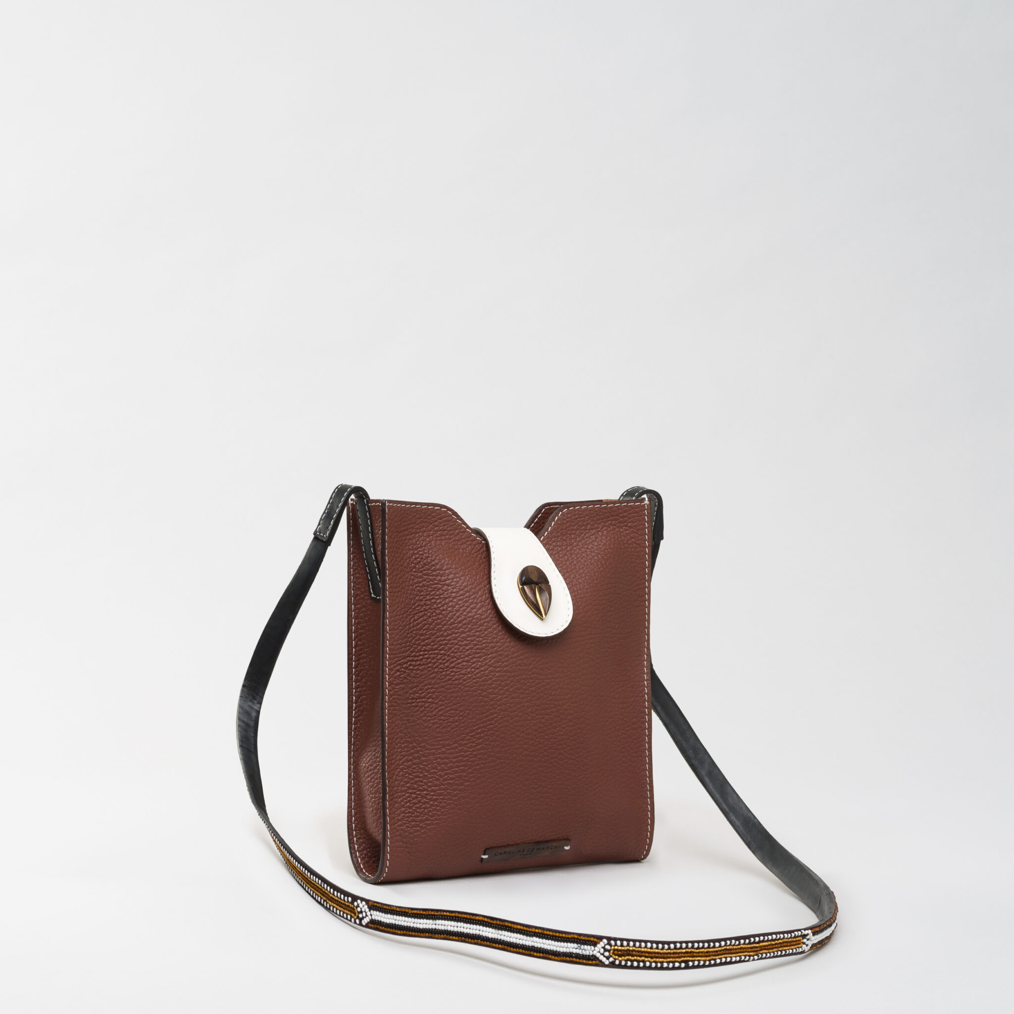 Raph Nala brown grained leather bag Caroline De Marchi