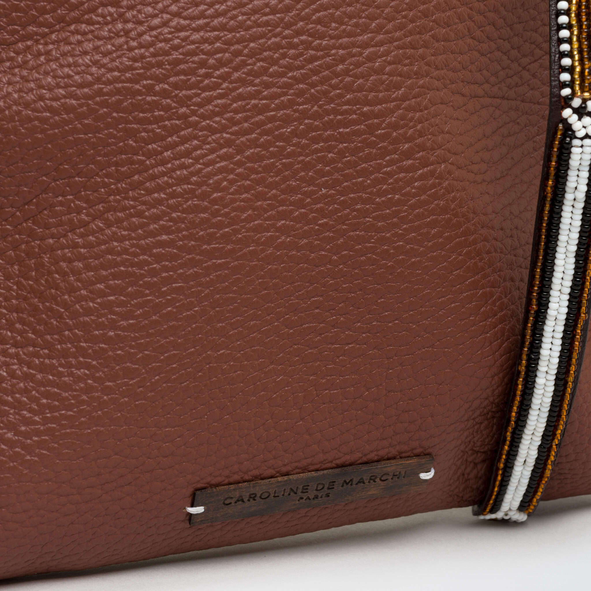 Raph Nala brown grained leather bag Caroline De Marchi